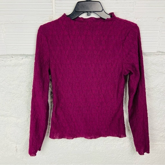 SHEIN Tops - SHEIN mock neck purple Long Sleeve lace Top size medium